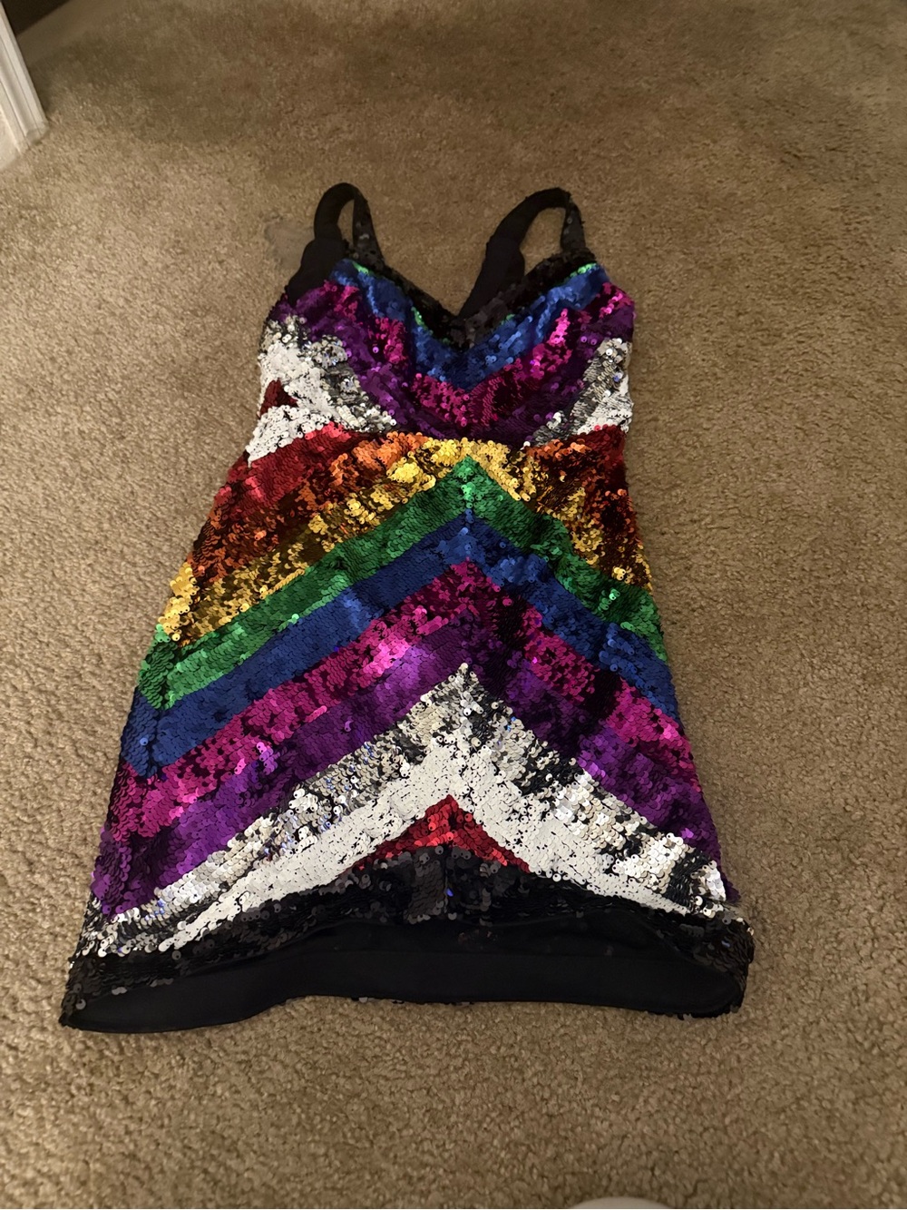 NBD Multicolor Chevron Sequin Slip Dress